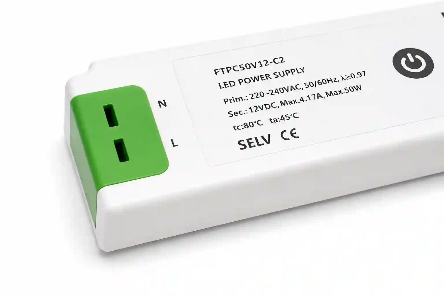 Ochranné funkce LED zdroje FTPC50V12-C2 50W 12V s oehřátí a SELV bezpečnostním výstupem